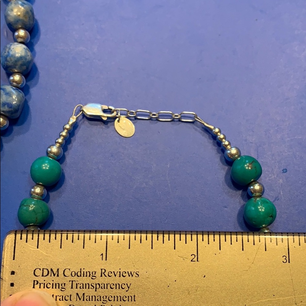 Sterling silver and turquoise beaded bracelet. - Picture 3 of 4